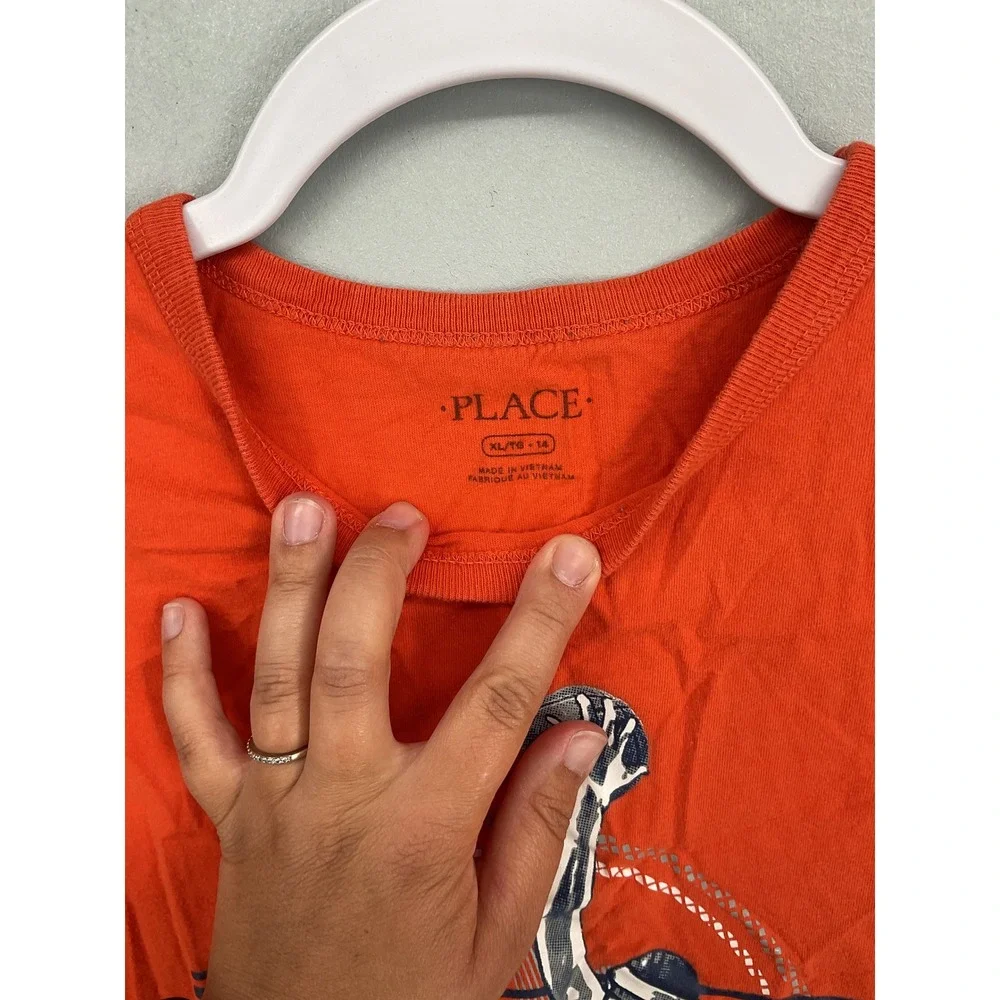 The Children's Place Boys T-Shirt Orange Slam Dunk Basketball Graphic XL 14
